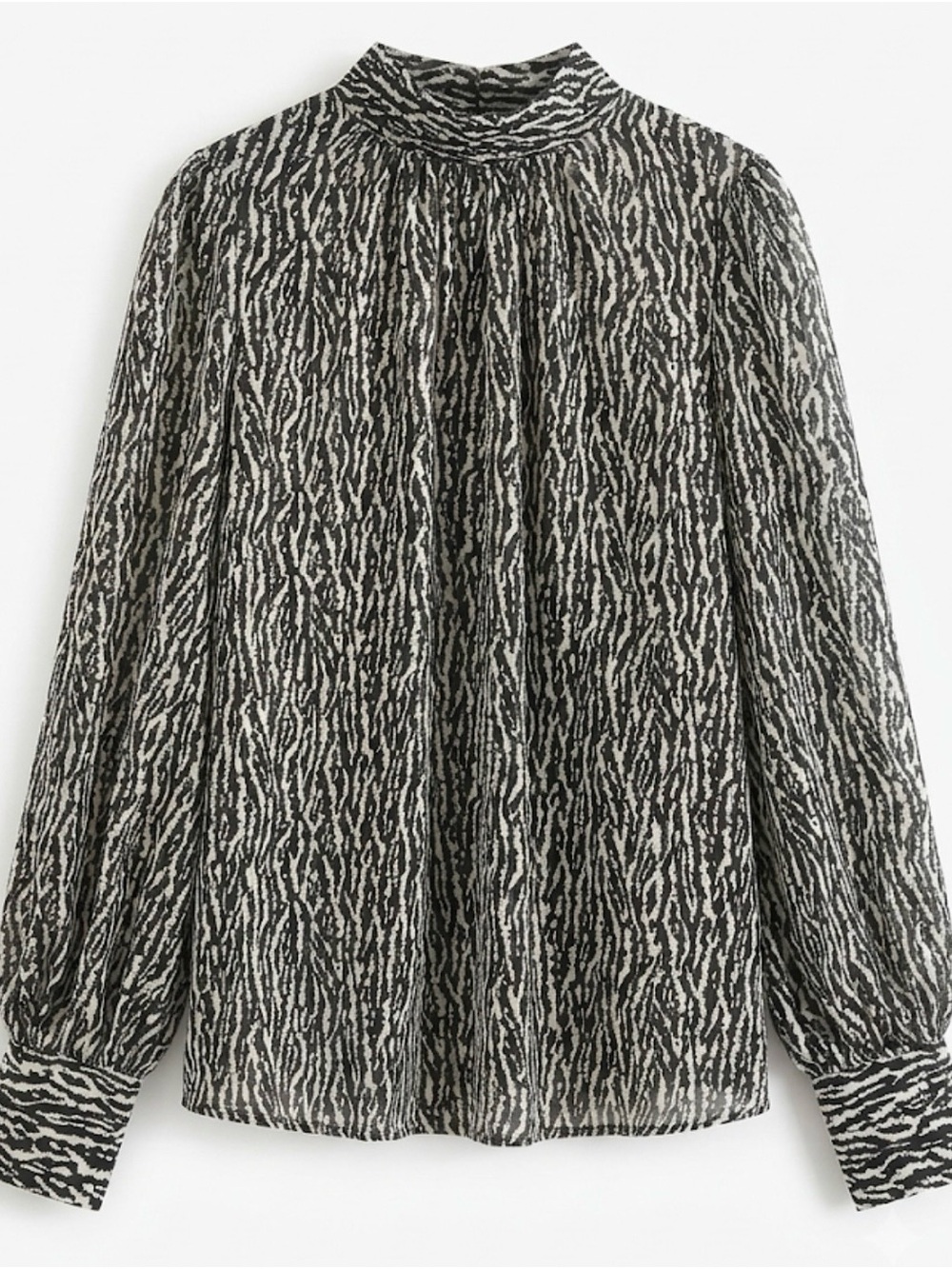 Black and White Printed High-Neck Blouse H&M